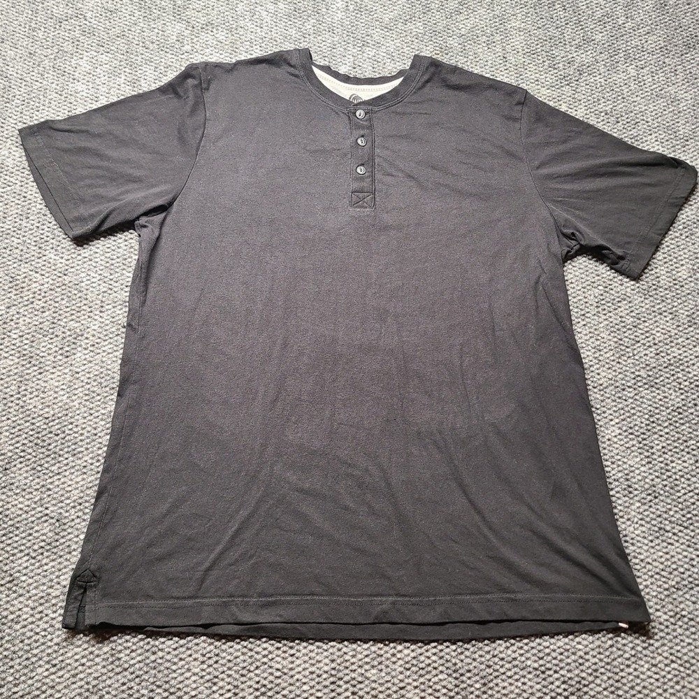 Weatherproof Mens XXL Black Short Sleeve Henley Shirt Cotton Blend Casual Tee